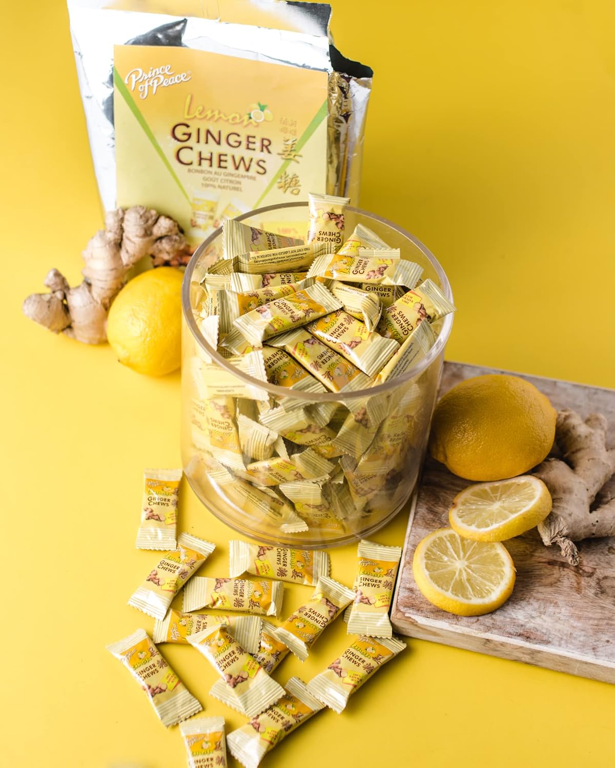 Prince of Peace Ginger Chews with Lemon, 2.2lb/1 kg. – Candied Ginger – Candy Pack – Ginger Chews Candy – Natural Candy