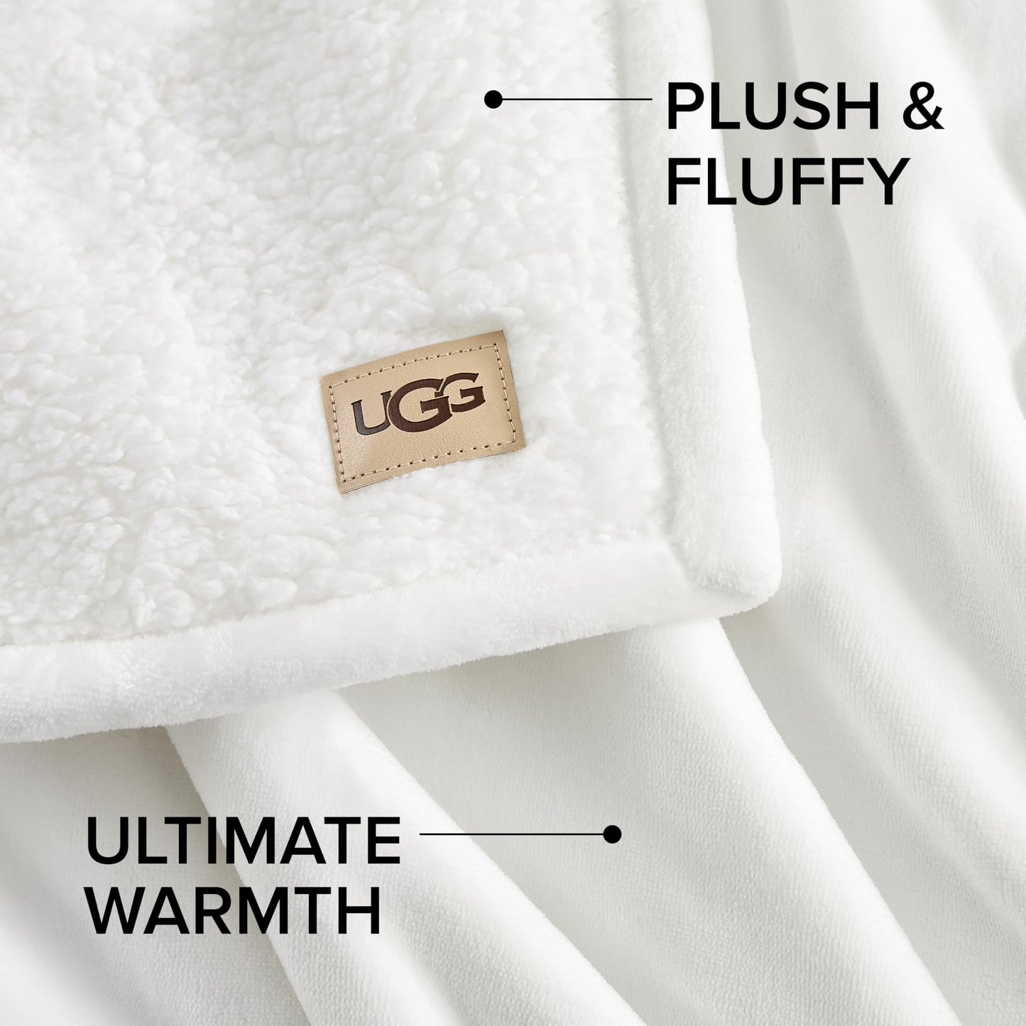 UGG Nita King/California King Blanket Fleece Fluffy Reversible Soft Fuzzy Bedding Cozy Plush Warm Oversized Blanket Machine Washable Bedroom Decor for Big Couch Bed, 110-inch x 90-inch, White Snow