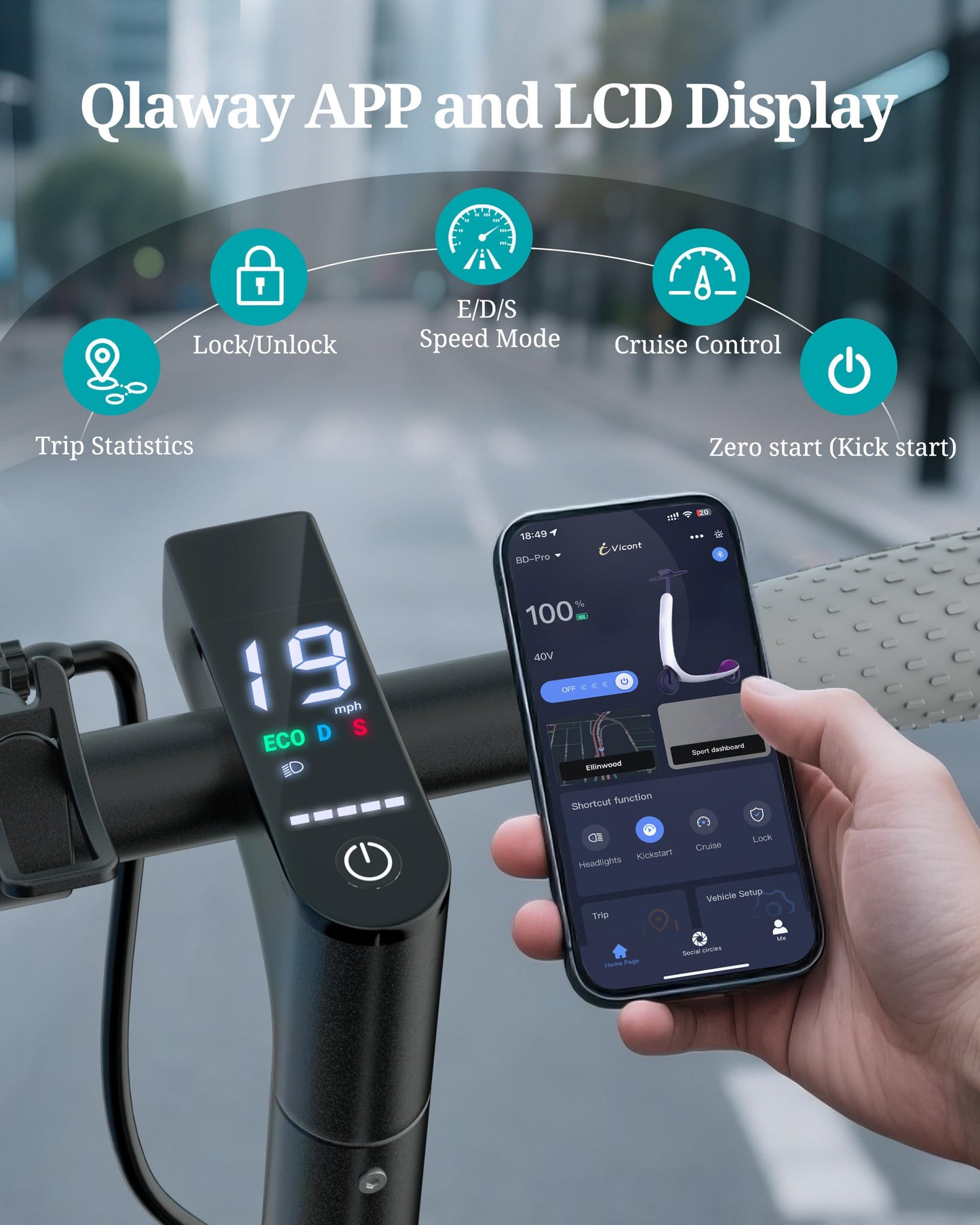 Electric Scooter for Adults, 350W/500W Motor, 16-22 Miles Range, 8.5"/10" Solid Tires, Dual Braking & Suspension, Folding Portable Commuting E-Scooter with App