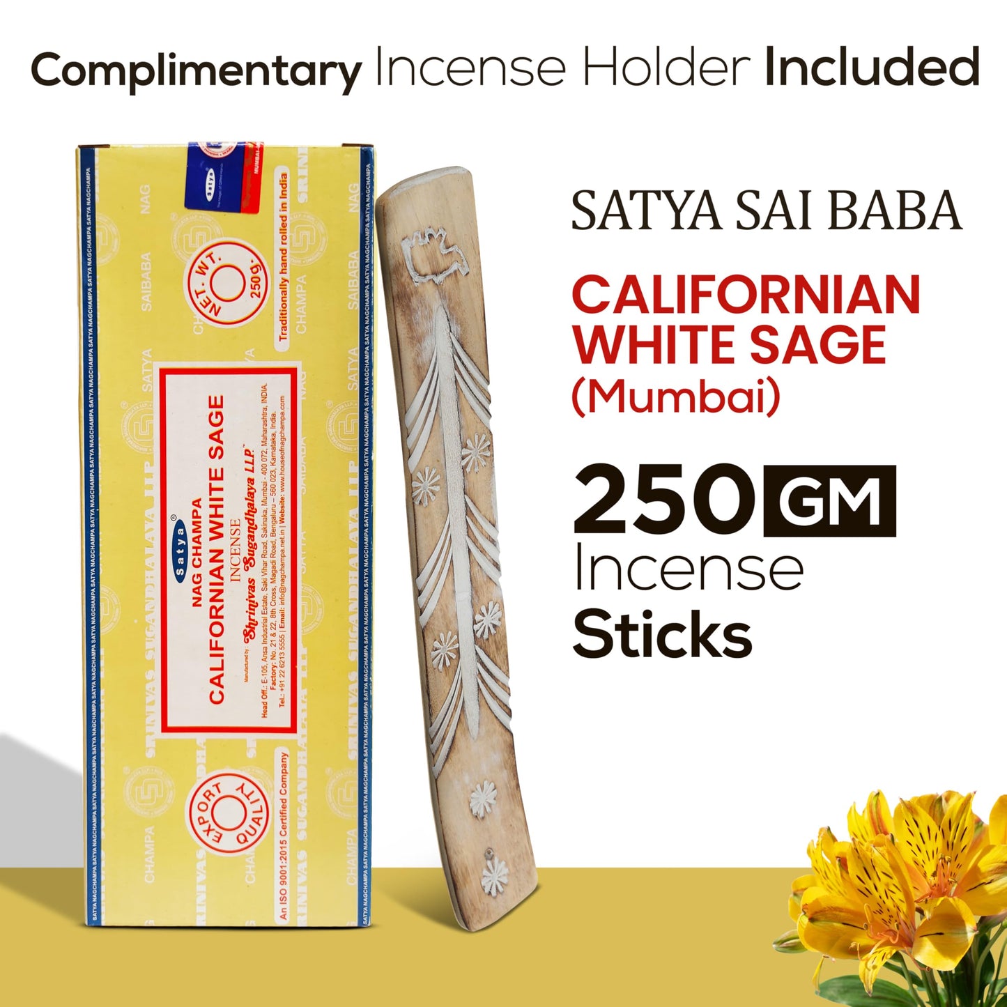 Satya Sai Baba Nagchampa Incense Sticks 250 gm Pack with Raajsee Insence Stick Holder, Inscent Sticks NagChampa Agarbatti, Natural & Chemical Free