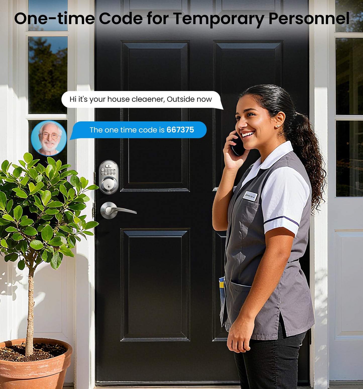 Veise Keyless Entry Door Lock with 2 Lever Handles - Electronic Keypad Deadbolt, Auto Lock, Back Lit & Easy Installation Design, Front Door Handle Sets, Matte Black