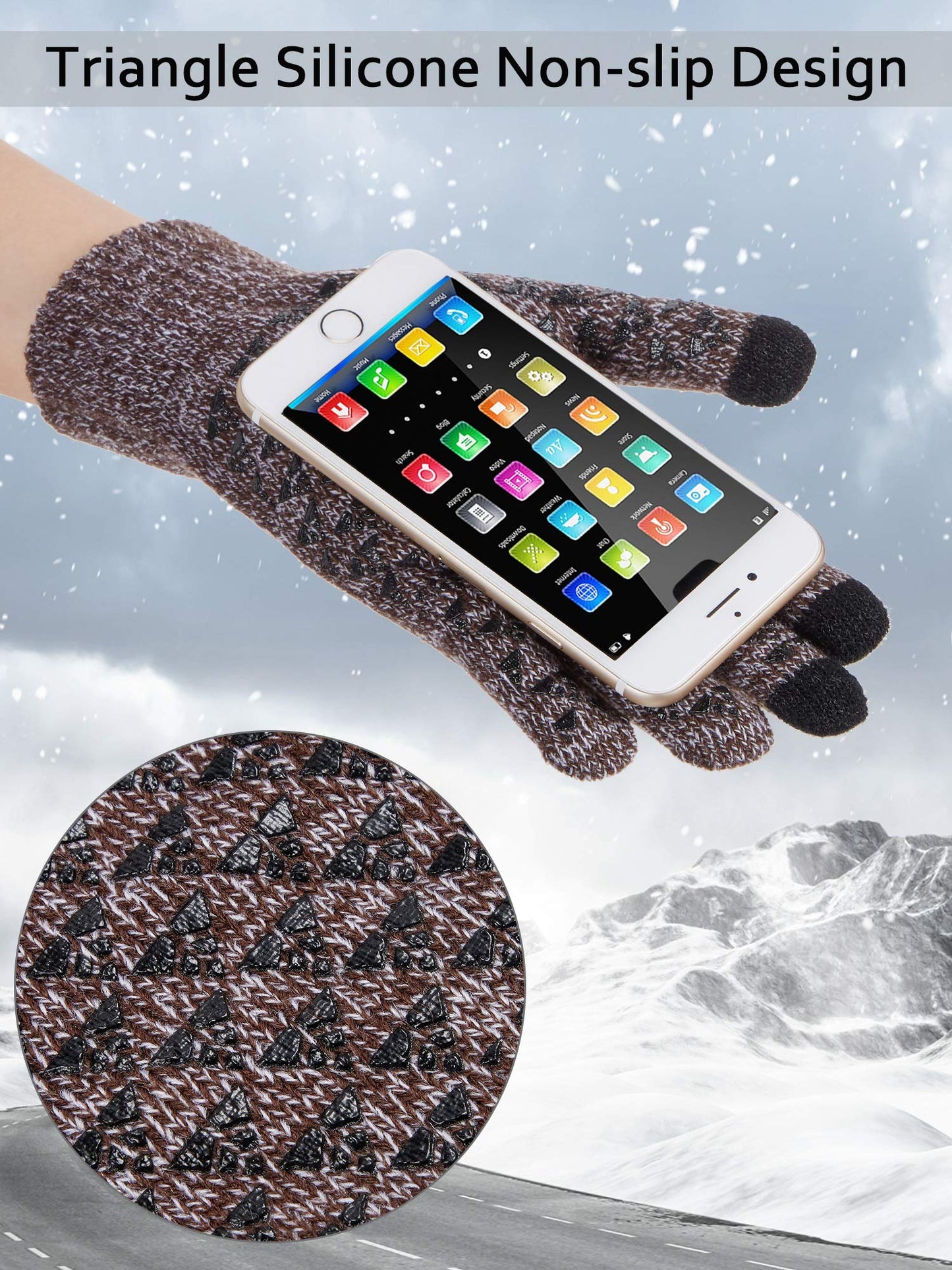 SATINIOR 4 Pairs Winter Knit Touchscreen Gloves Warm Texting Gloves Elastic Anti-slip for Adults