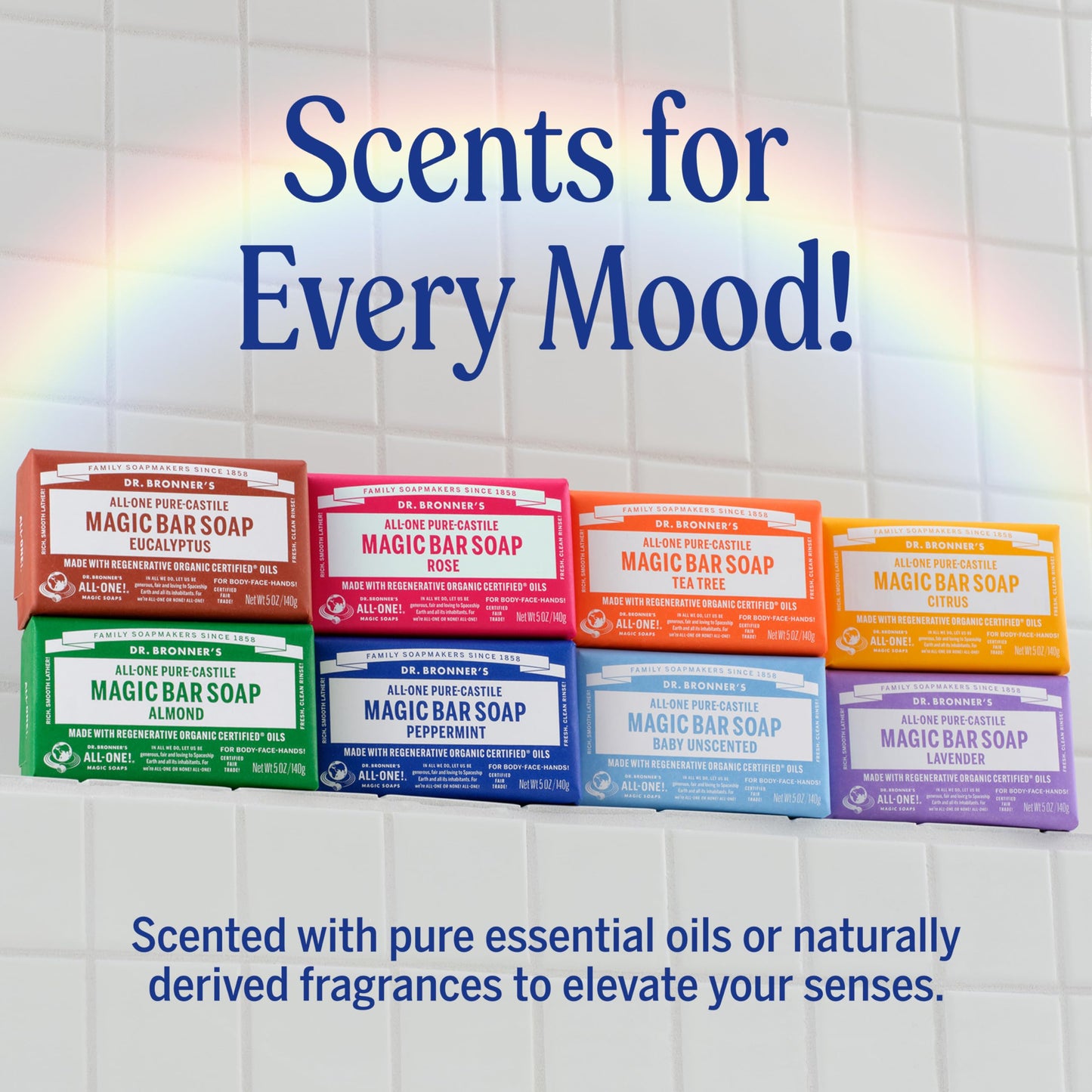 Dr. Bronner's Pure-Castile Magic Bar Soaps - Made with Regenerative Organic Certified Oils - For Face, Body, Hair- Vegan Soap Bars for Men & Women - Tea Tree, 2 pack, 5 oz