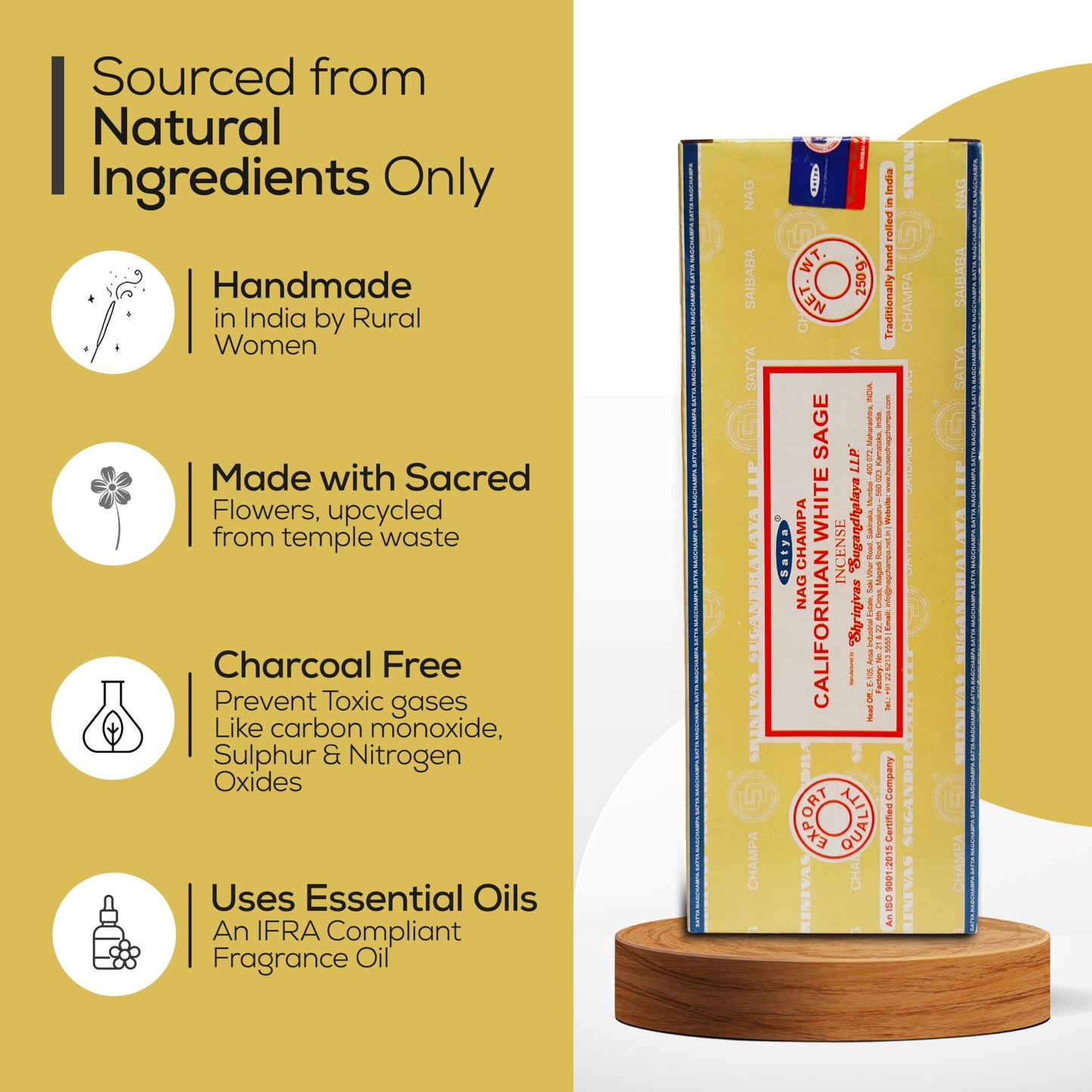 Satya Sai Baba Nagchampa Incense Sticks 250 gm Pack with Raajsee Insence Stick Holder, Inscent Sticks NagChampa Agarbatti, Natural & Chemical Free