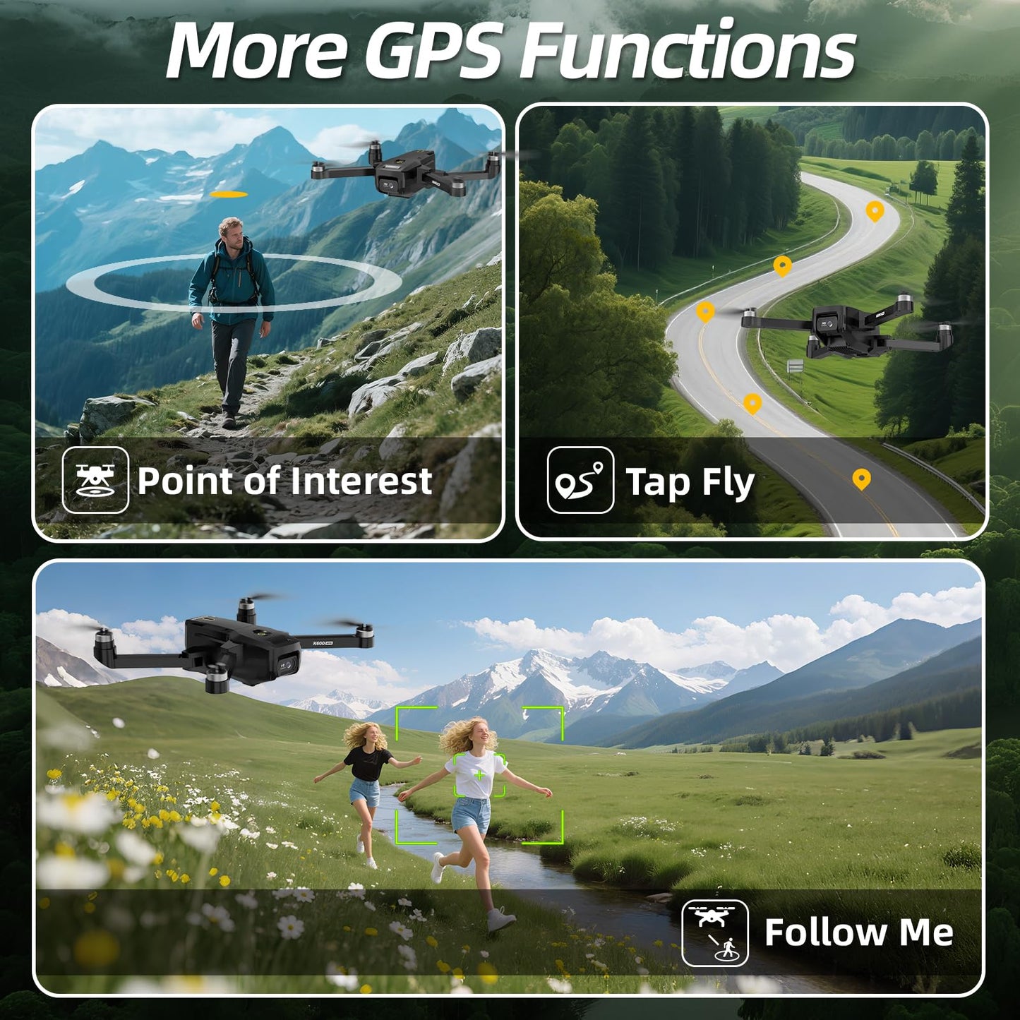 GPS Drone with EIS 4K Camera, 4.5" FPV Screen, 5GHz Transmission Foldable Drone with Brushless Motor, Auto Return Follow Me & 32G SD Card, Gesture Control, Al Track&Orbit Mode for Adults/Kids/Beginners