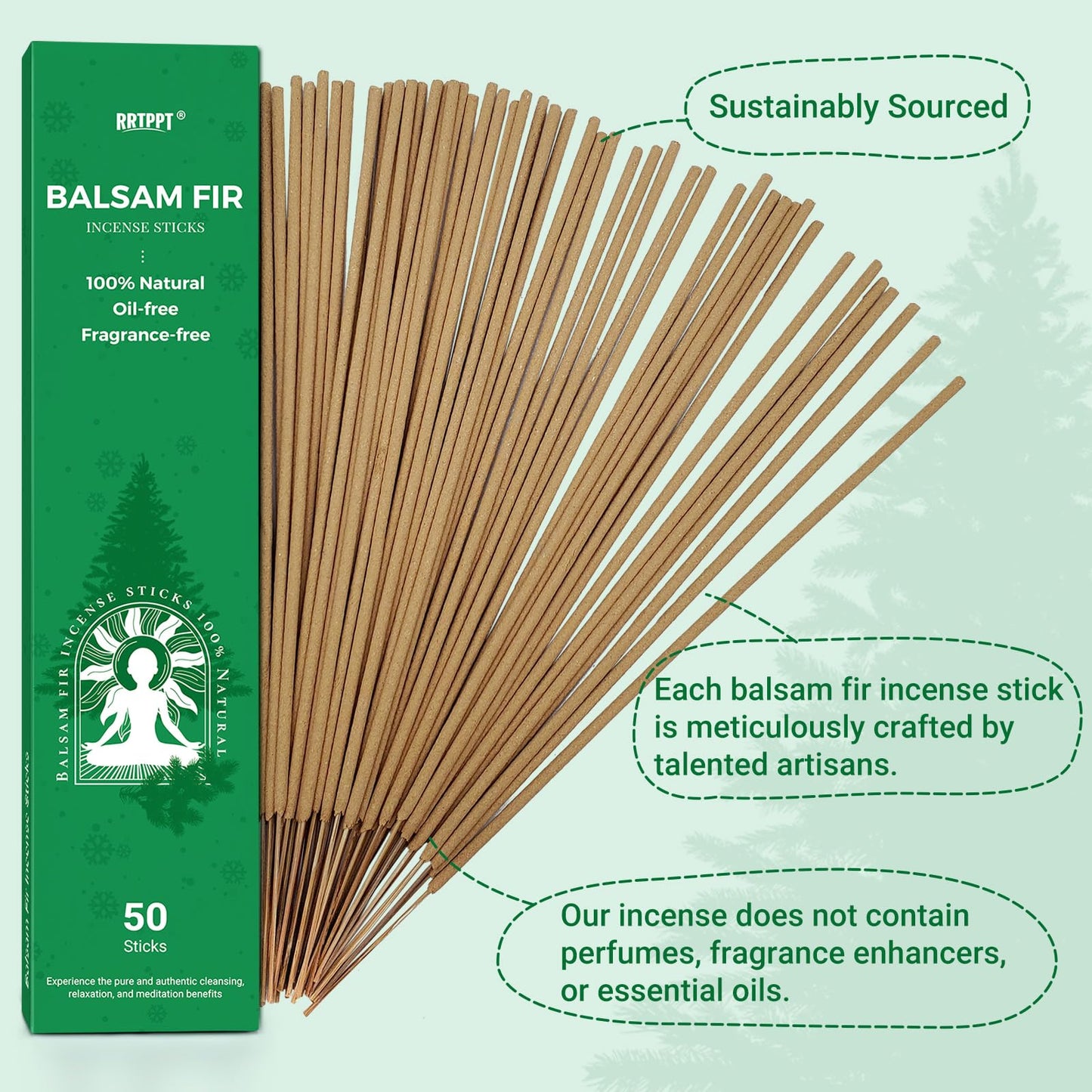 White Sage Incense Sticks (50 Sticks), 100% Natural sustainably harvested White Sage, Suitable for Yoga, Meditation, Relaxation, and Spiritual Purification