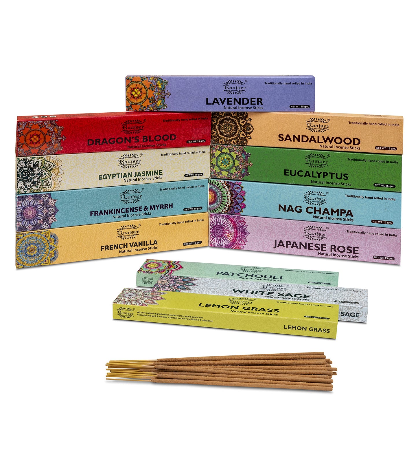 Raajsee Dragons Blood Incense Sticks (180 gm), 100% Pure Organic Natural Hand Rolled Free from Chemicals, (Pack of 12) Visit The raajsee Store