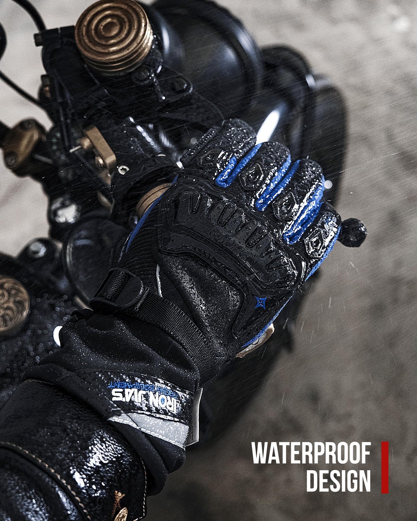 IRON JIA'S Motorcycle Gloves Winter Cold Weather Warm Touchscreen Waterproof Windproof Protective Gear (Black, L)