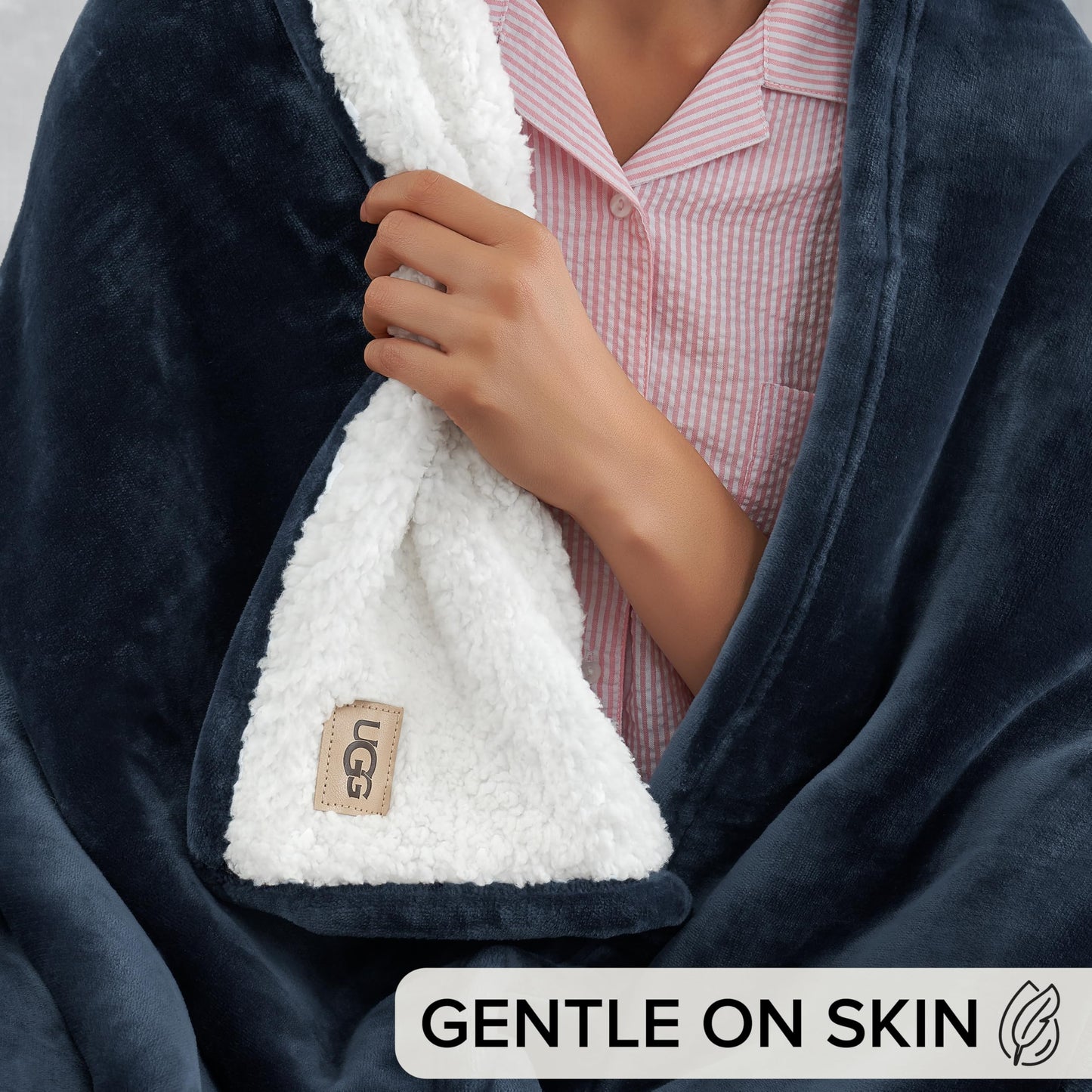 UGG Nita King/California King Blanket Fleece Fluffy Reversible Soft Fuzzy Bedding Cozy Plush Warm Oversized Blanket Machine Washable Bedroom Decor for Big Couch Bed, 110-inch x 90-inch, White Snow