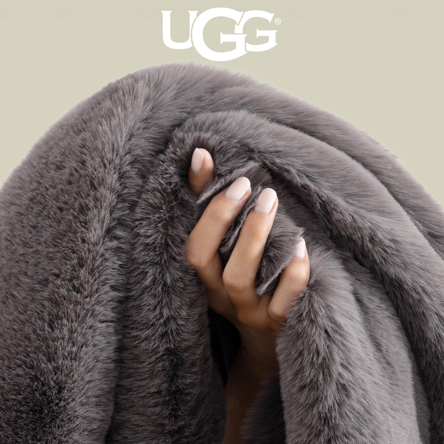UGG Euphoria Plush Faux Fur Throw Blanket, Oversized Soft Throw for Bed or Couch, Luxury Bedroom Decor, Holiday Blankets, Machine Washable, 50-inch x 70-inch, Charcoal Grey