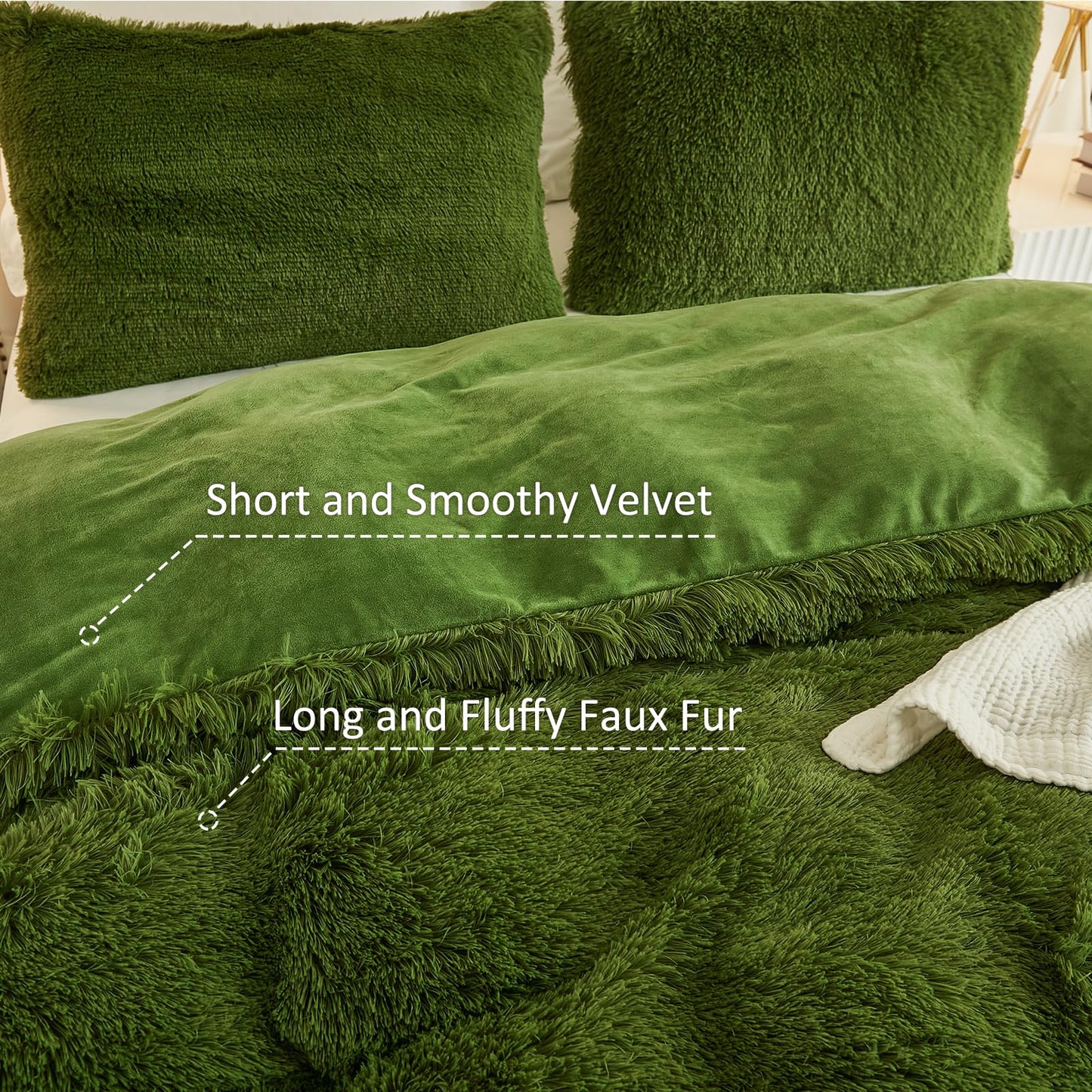 EMME Luxury Khaki Fuzzy Duvet Cover Set Twin Size Fluffy Comforter Cover Set 2 Pieces Shaggy and Plush Soft Bedding Duvet Covers (Tie Dye Khaki, Twin)
