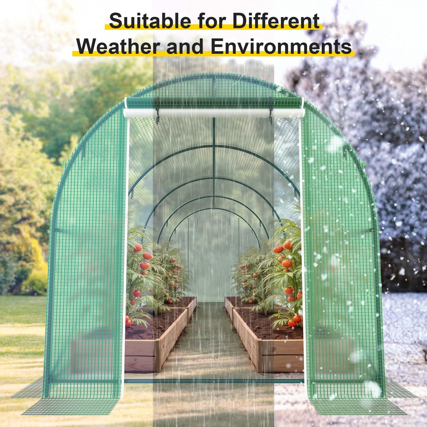 GOJOOASIS Greenhouse Outdoor Green House for Outside Winter Heavy Duty Large Walk-in Tunnel Portable Greenhouses for Backyard Plants Shed (10'x7'x7')