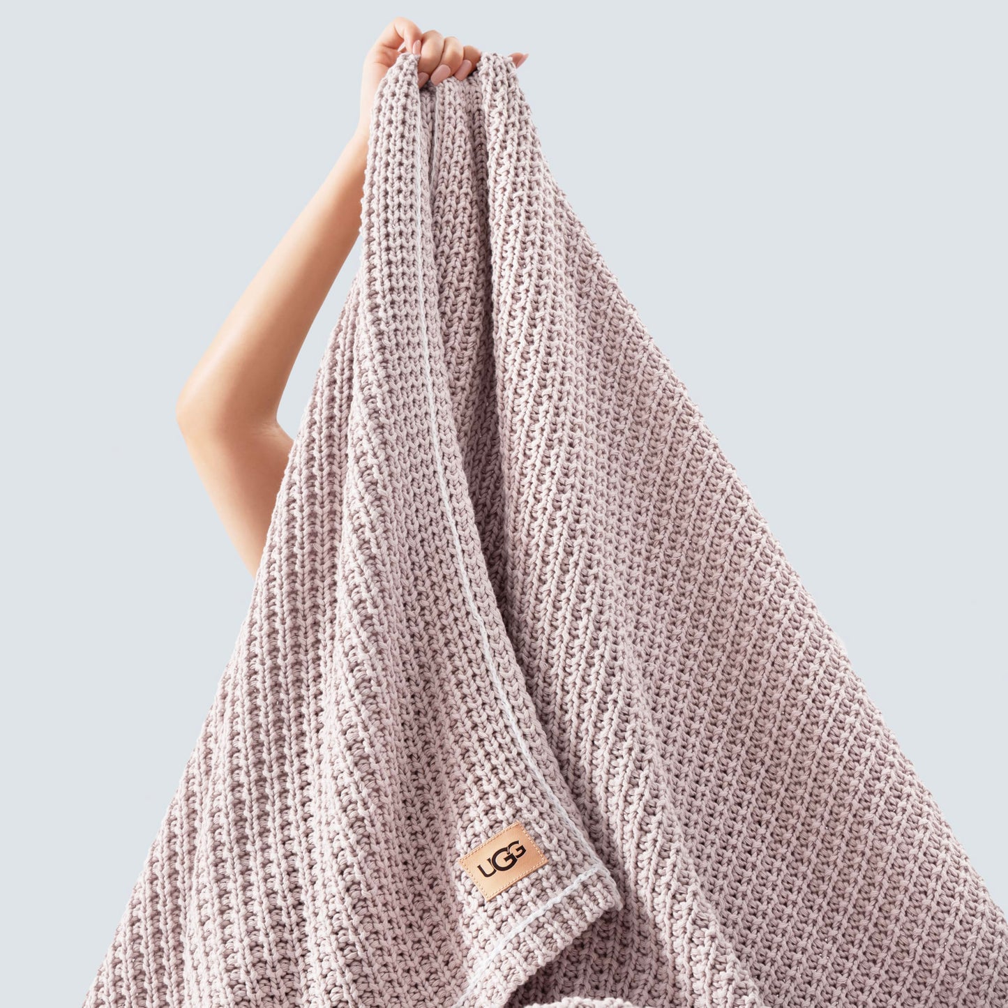 UGG Luna Knit Throw Blanket Soft Cotton Throw for Couch or Bed Cozy Soft Warm Waffle Giftable Lightweight Blanket for Living Room Bedroom, Machine Washable, 50-inch x 70-inch, Quartz Pink