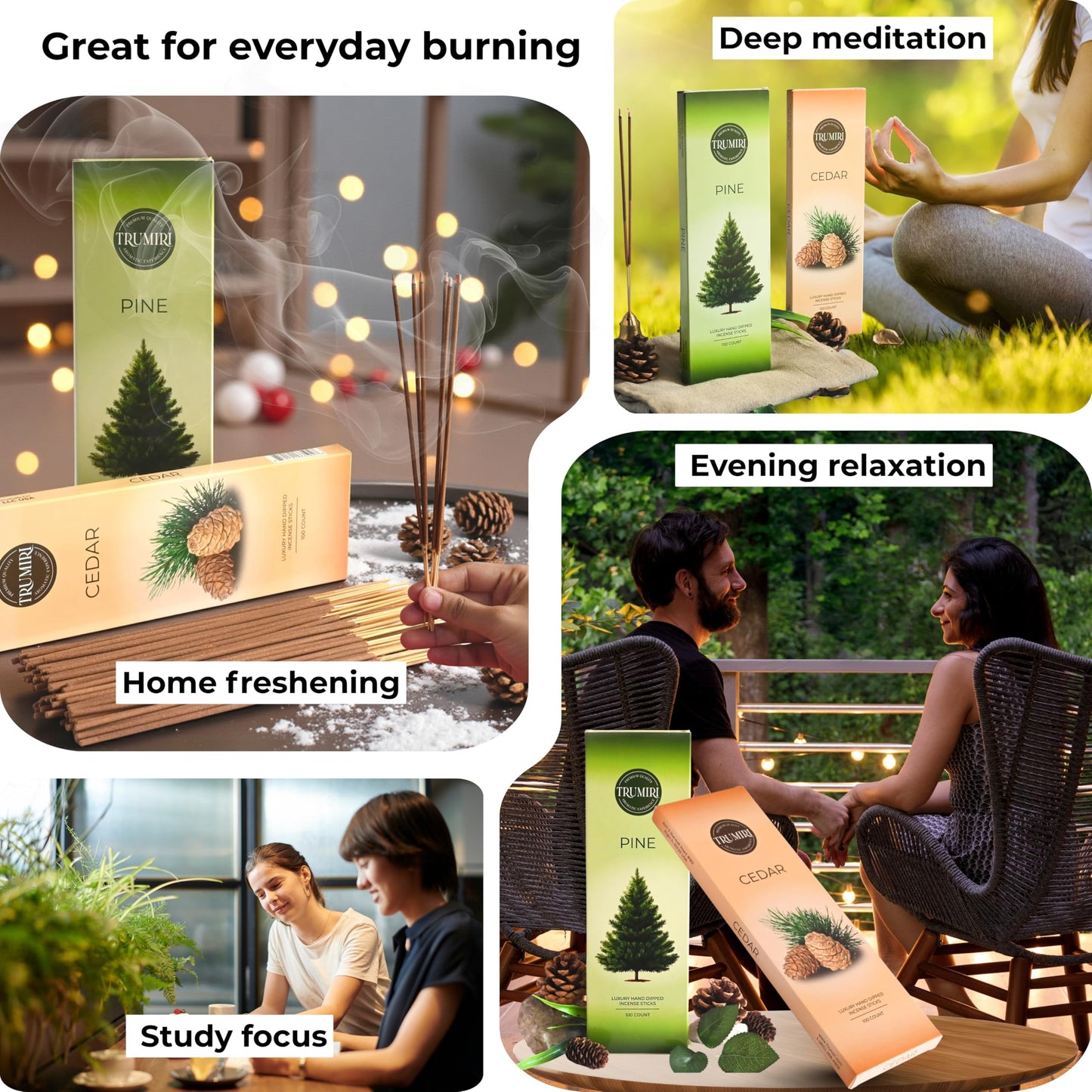 Pine Incense Sticks - Bulk Pack of 100 Insence-Sticks - Made with Natural Pino Oil - Scented Incienso Aromaticos Non Toxic Inscent Insense