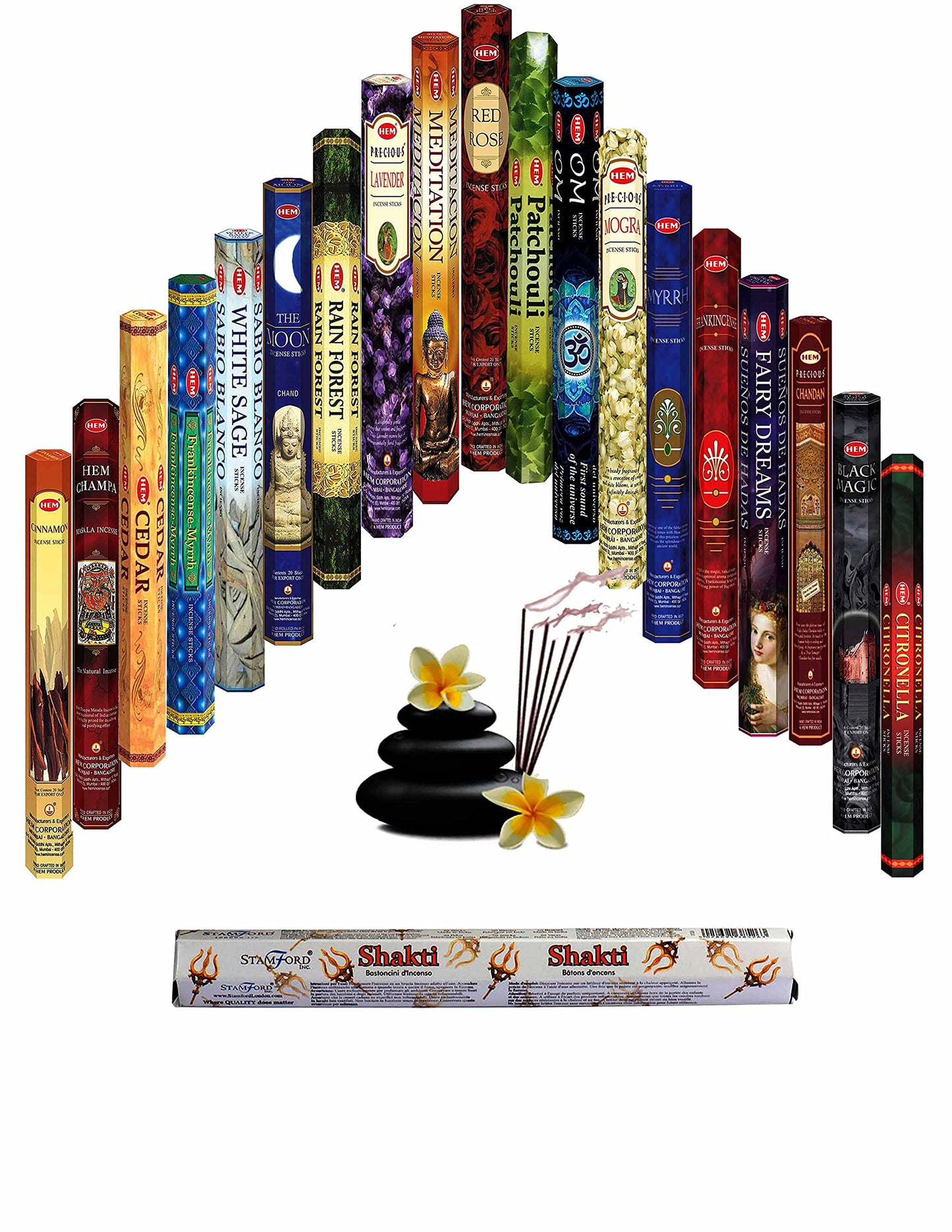 Hem Incense Sticks Variety Pack - 15 Fragrances (300 Sticks Total) - Sandalwood, Lavender, White sage & More - Long-Lasting Aromatherapy for Meditation, Yoga, Relaxation