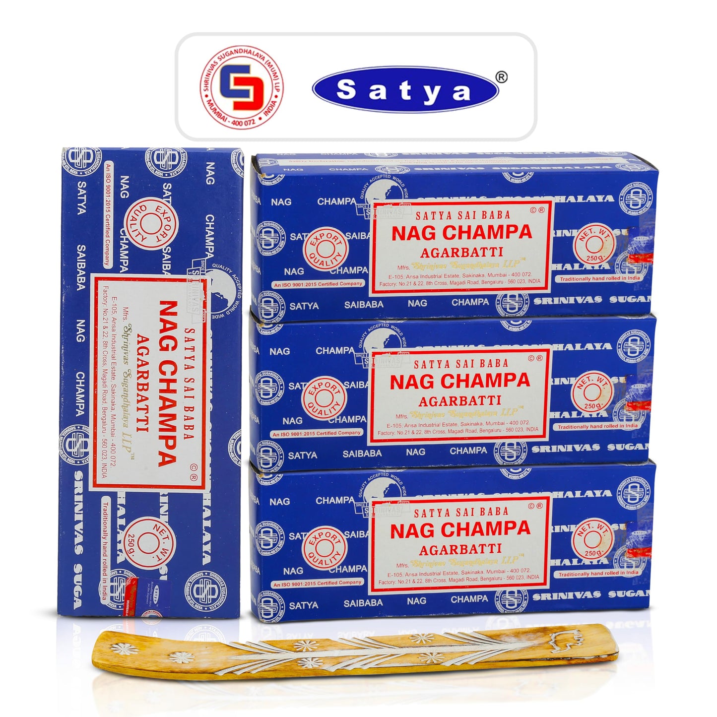 Satya Sai Baba Nagchampa Incense Sticks 250 gm Pack with Raajsee Insence Stick Holder, Inscent Sticks NagChampa Agarbatti, Natural & Chemical Free