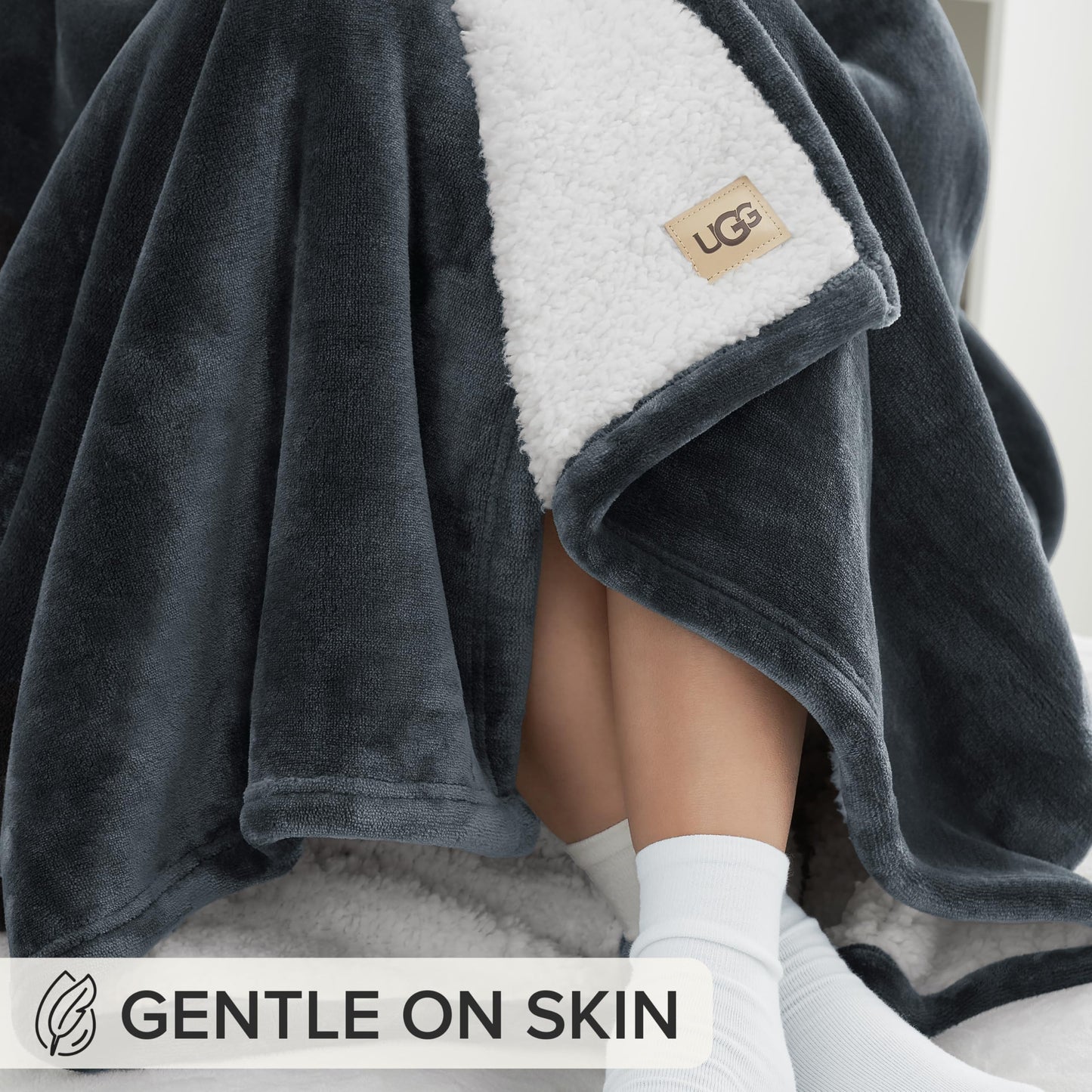 UGG Nita King/California King Blanket Fleece Fluffy Reversible Soft Fuzzy Bedding Cozy Plush Warm Oversized Blanket Machine Washable Bedroom Decor for Big Couch Bed, 110-inch x 90-inch, White Snow