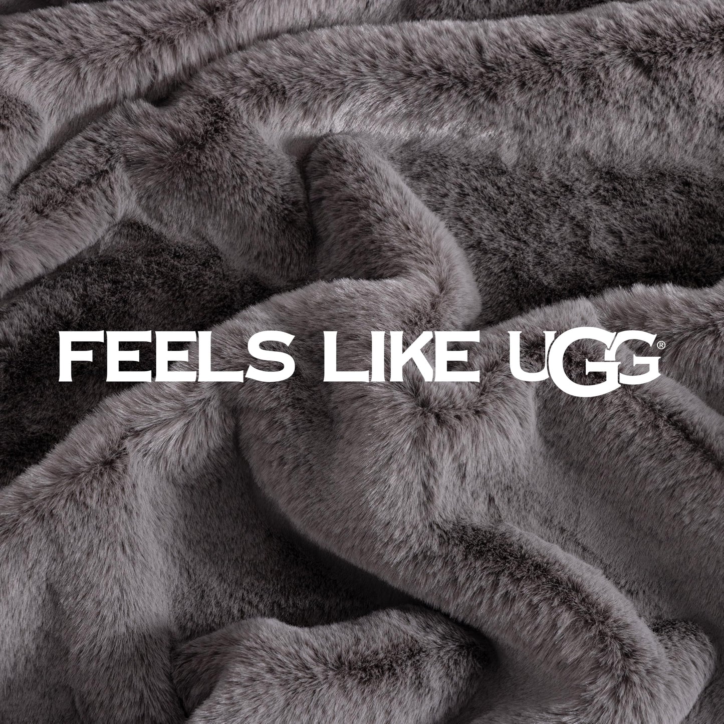 UGG Euphoria Plush Faux Fur Throw Blanket, Oversized Soft Throw for Bed or Couch, Luxury Bedroom Decor, Holiday Blankets, Machine Washable, 50-inch x 70-inch, Charcoal Grey