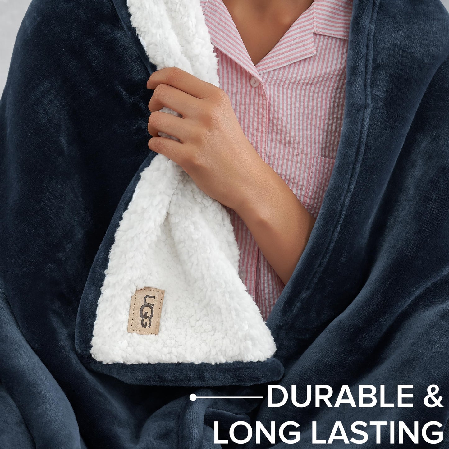 UGG Nita King/California King Blanket Fleece Fluffy Reversible Soft Fuzzy Bedding Cozy Plush Warm Oversized Blanket Machine Washable Bedroom Decor for Big Couch Bed, 110-inch x 90-inch, White Snow