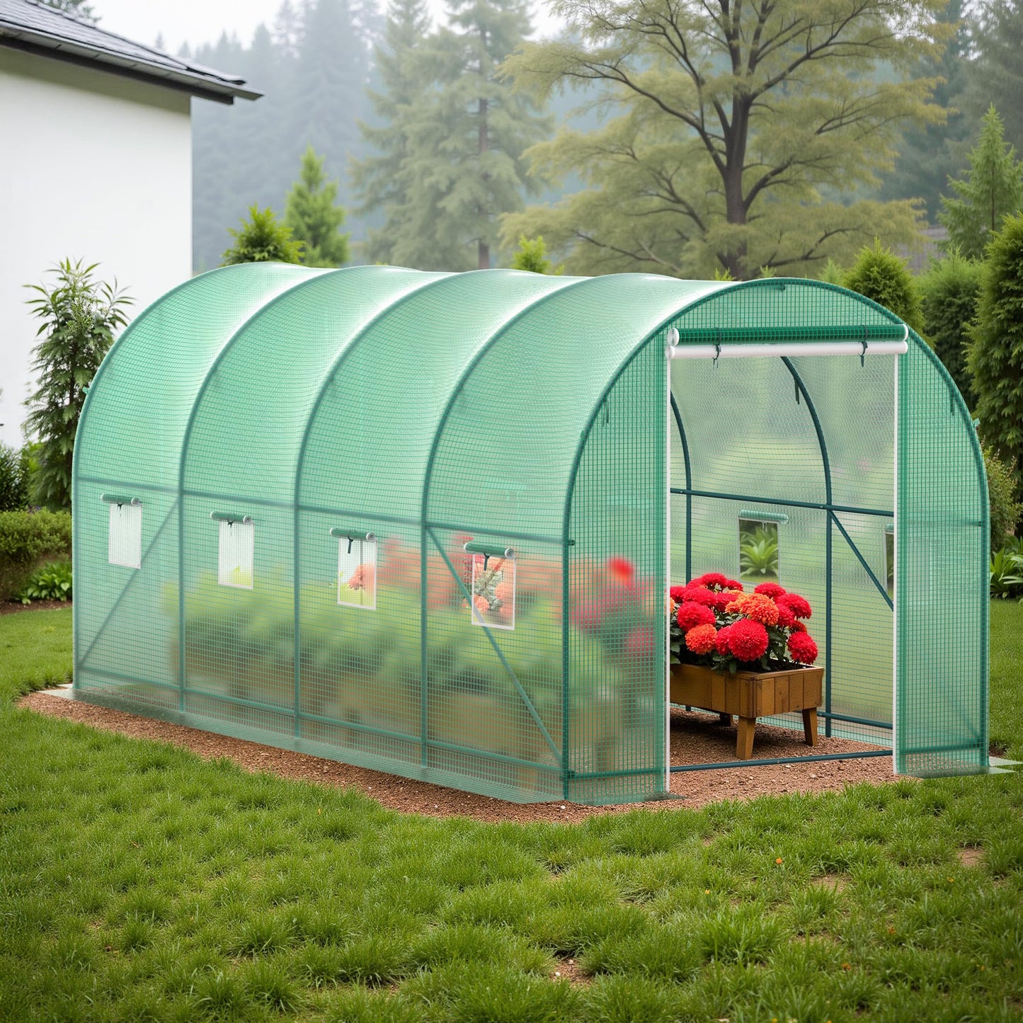 GOJOOASIS Greenhouse Outdoor Green House for Outside Winter Heavy Duty Large Walk-in Tunnel Portable Greenhouses for Backyard Plants Shed (10'x7'x7')