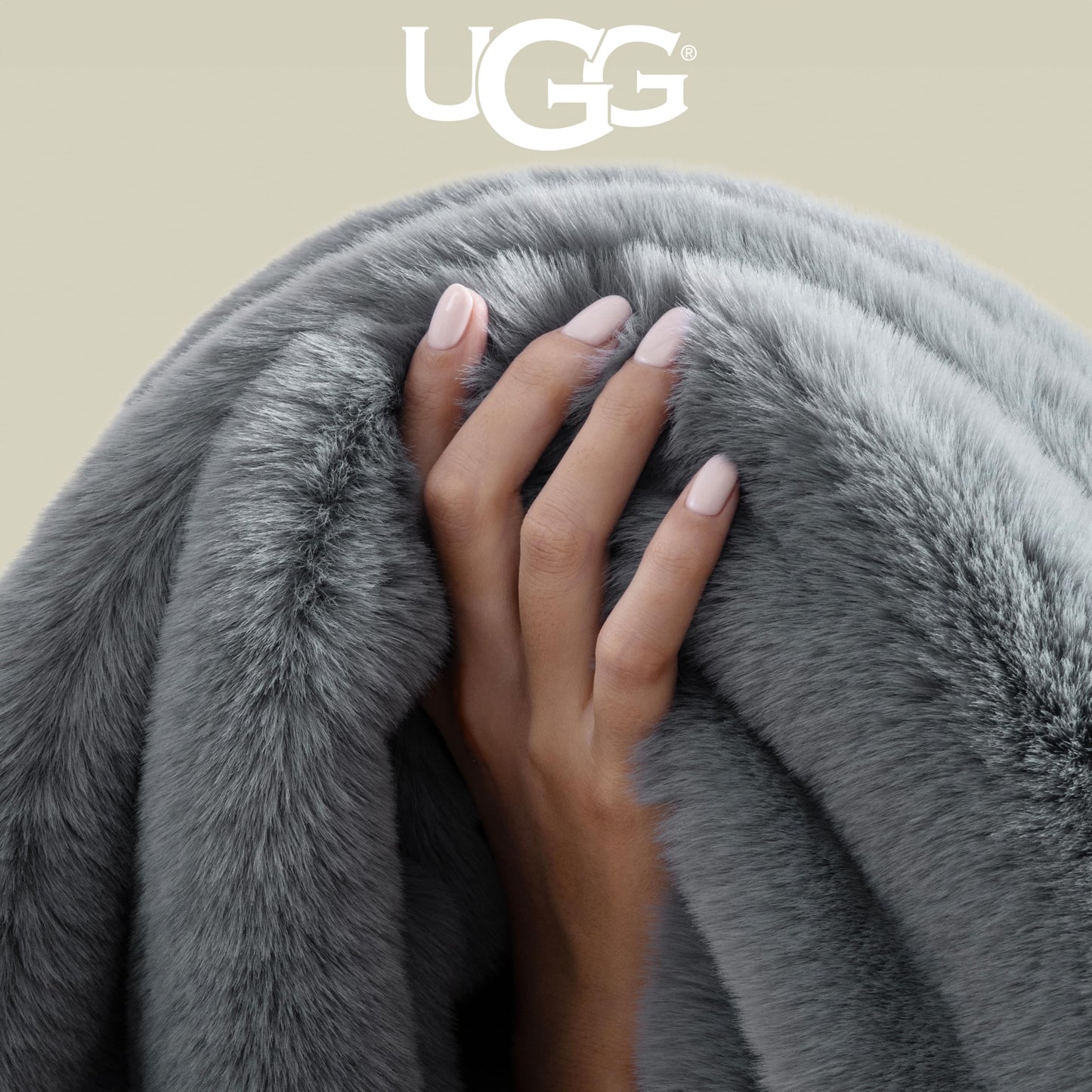 UGG Euphoria Plush Faux Fur Throw Blanket, Oversized Soft Throw for Bed or Couch, Luxury Bedroom Decor, Holiday Blankets, Machine Washable, 50-inch x 70-inch, Charcoal Grey