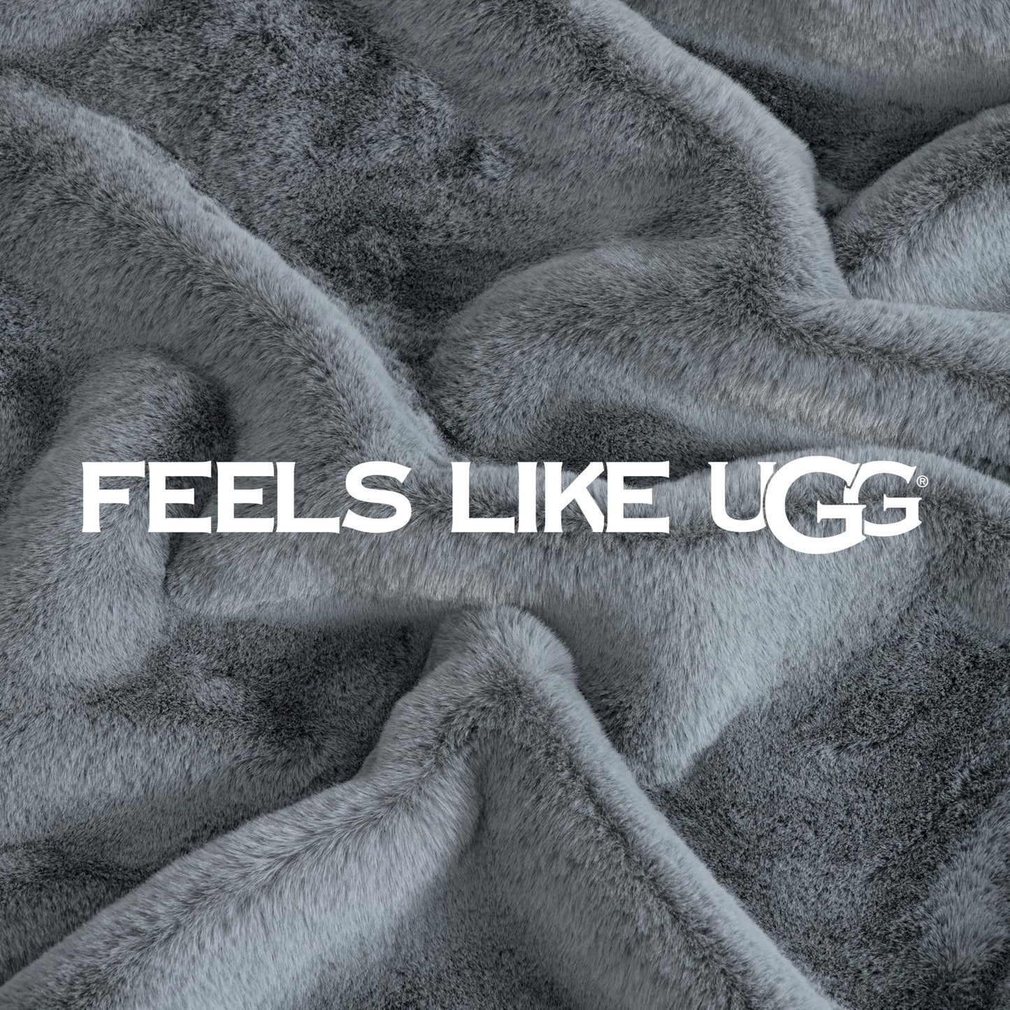 UGG Euphoria Plush Faux Fur Throw Blanket, Oversized Soft Throw for Bed or Couch, Luxury Bedroom Decor, Holiday Blankets, Machine Washable, 50-inch x 70-inch, Charcoal Grey